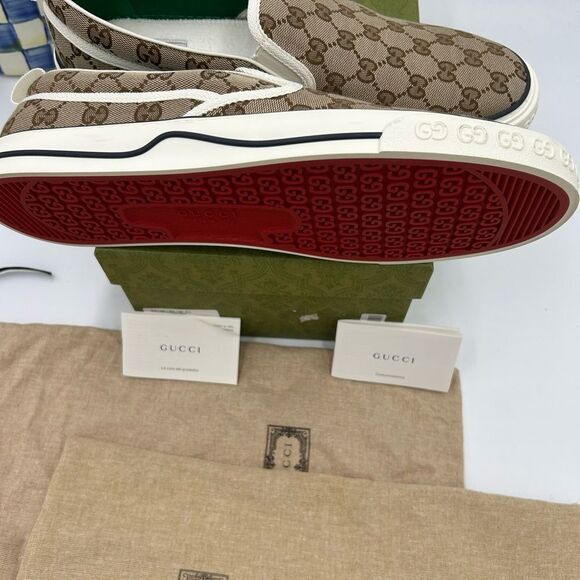 Men's Gucci tennis 1977 low top slip on sneakers size 12 made in Italy - Picture 9 of 9